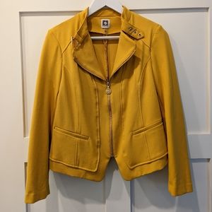 Anne Klein mustard yellow moto blazer